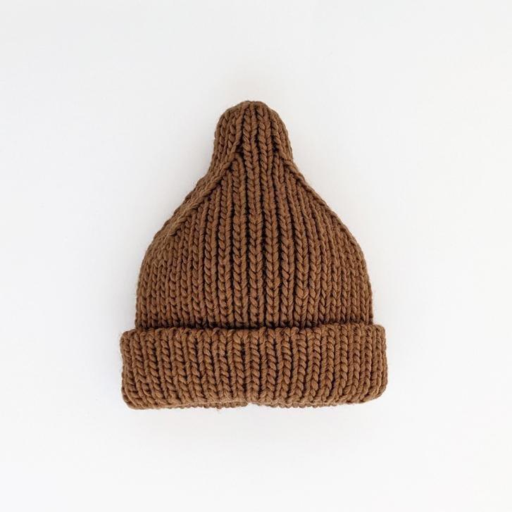 Peak Knit Beanie Hat - Pecan by Huggalugs Accessories Huggalugs   