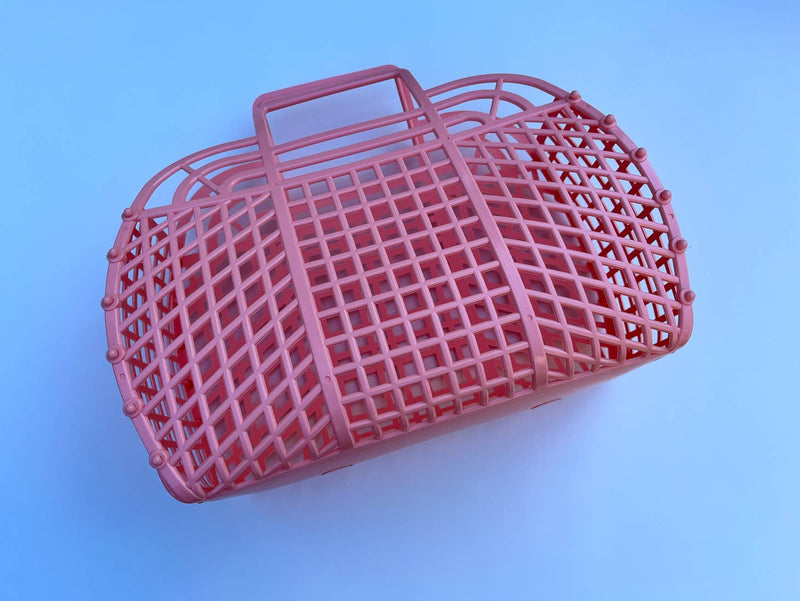 Large Retro Jelly Basket Accessories JustforZo Boutique Pink  