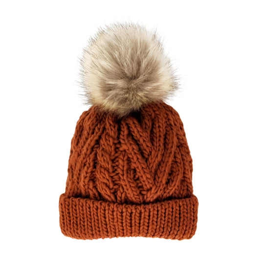 Pop Pom Knit Hat - Chili by Huggalugs