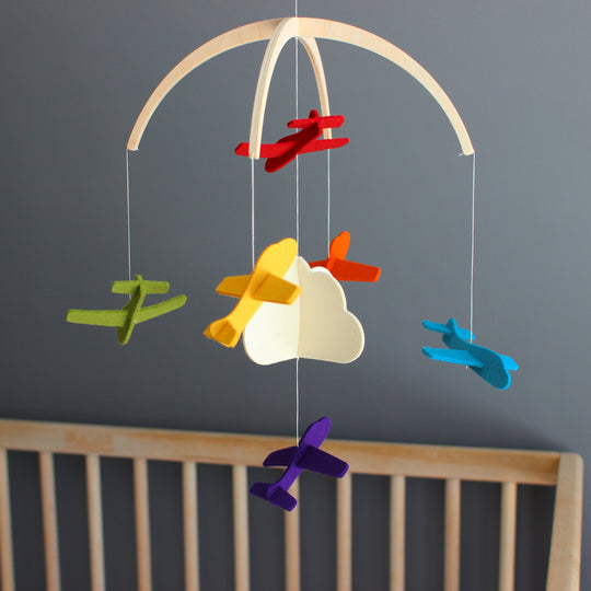 Felt Mobile - Rainbow Airplanes by Dundry Hill