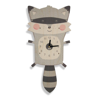 Rocky the Raccoon Pendulum Clock by Birch Robot Decor Birch Robot   