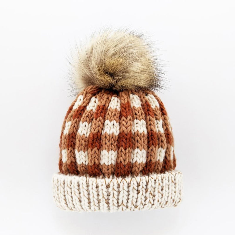 Buffalo Check Knit Hat - Sienna by Huggalugs Accessories Huggalugs   
