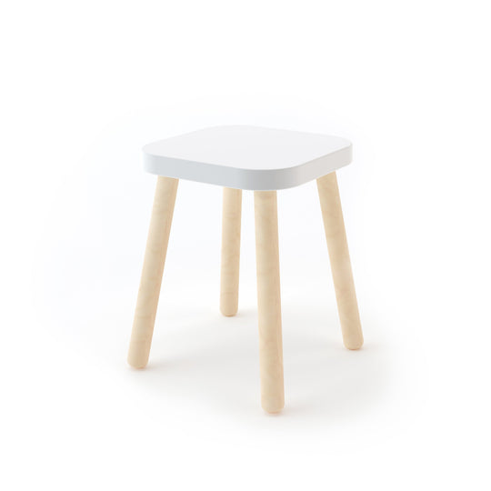 Square Stool - Birch / White by Oeuf