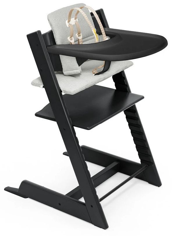 Tripp Trapp Complete High Chair by Stokke Furniture Stokke Black with Nordic Grey Cushion  