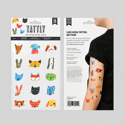 Fuzzy Faces Sheet Tattoos - Set of 2 by Tattly Accessories Tattly   