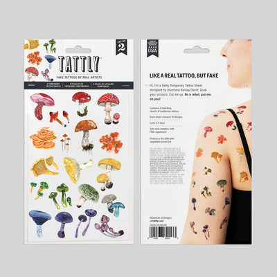 Colorful Mushrooms Sheet Tattoos - Set of 2 by Tattly Accessories Tattly   