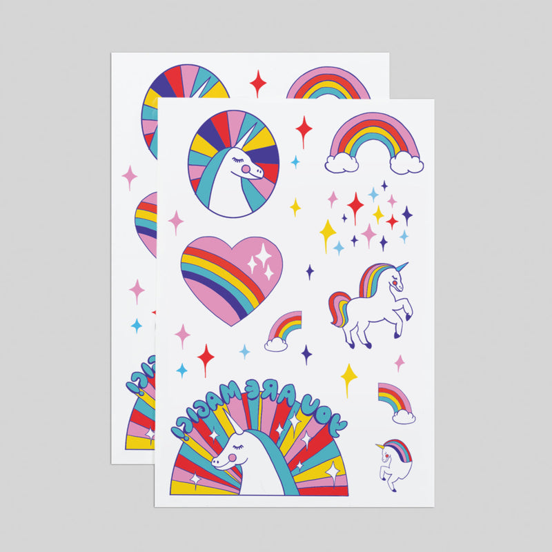 Rainbow Unicorns Sheet Tattoos - Set of 2 by Tattly Accessories Tattly   