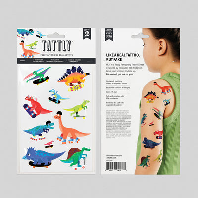 Dino Derby Sheet Tattoos - Set of 2 by Tattly Accessories Tattly   