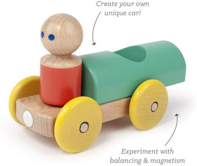 Magnetic Racer Wooden Toy - Yellow/Teal by Tegu Toys Tegu   