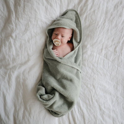 Organic Cotton Baby Hooded Towel - Moss by Mushie & Co Bath + Potty Mushie & Co   