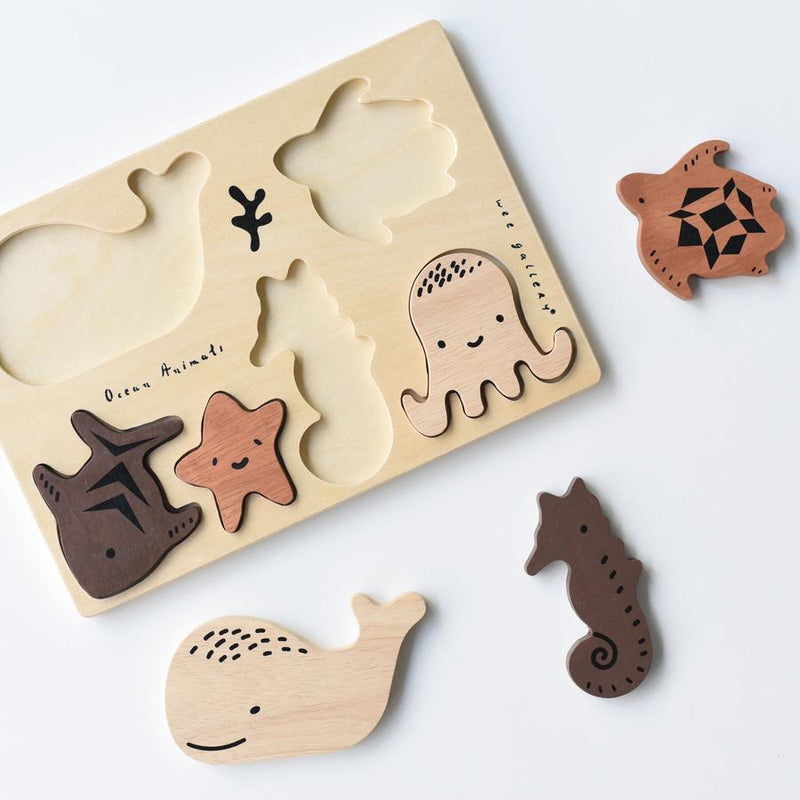 Wooden Tray Puzzle - Ocean Animals by Wee Gallery Toys Wee Gallery   