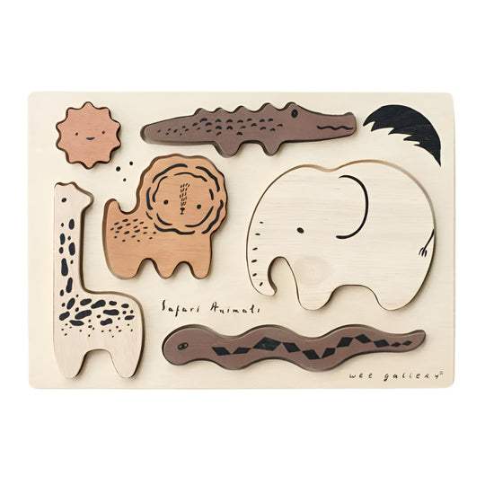Wooden Tray Puzzle - Safari Animals by Wee Gallery