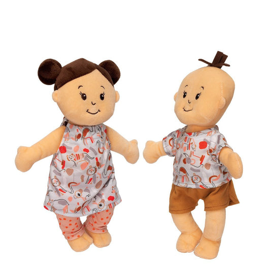 Wee Baby Stella Twins - Peach with Brown Hair by Manhattan Toys