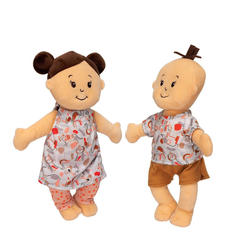 Wee Baby Stella Twins - Peach with Brown Hair by Manhattan Toys Toys Manhattan Toy   